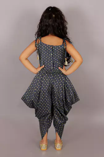 Fusion fair girls navy crop top with dhoti
