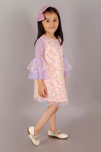 Razzle dazzle girls pink sequins party dress