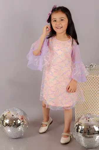 Razzle dazzle girls pink sequins party dress