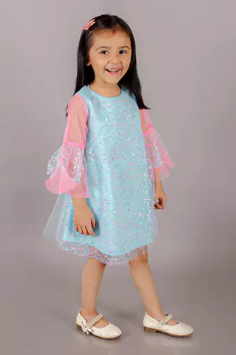 Razzle dazzle girls blue sequins party dress