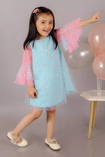 Razzle dazzle girls blue sequins party dress