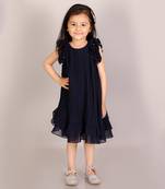 Glam up girls navy pleated party dress