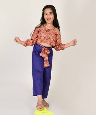 Sassy boho girls orange crop top with palazzo 1
