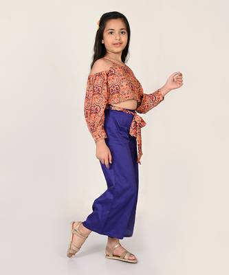 Sassy boho girls orange crop top with palazzo 2