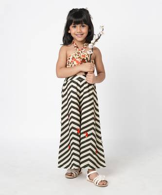Chromatic fusion girls black & white stripe jumpsuit 2