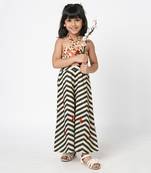 Chromatic fusion girls black & white stripe jumpsuit