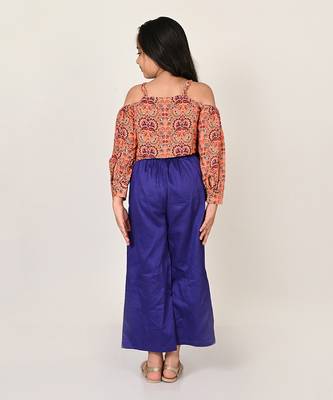 Sassy boho girls orange crop top with palazzo 3