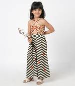 Chromatic fusion girls black & white stripe jumpsuit