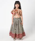 Chromatic fusion girls black & white stripe lehanga choli