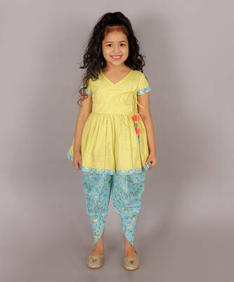Folklore girls yellow kurta with dhoti 1