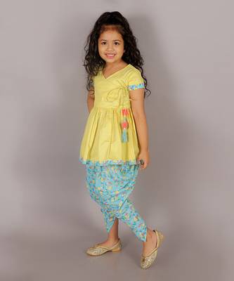 Folklore girls yellow kurta with dhoti 2