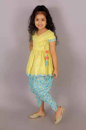 Folklore girls yellow kurta with dhoti