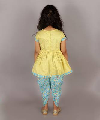 Folklore girls yellow kurta with dhoti 3