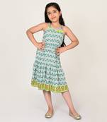 Sassy boho girls aqua dress