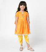Khoochi poochi girls orange kurta with dhoti