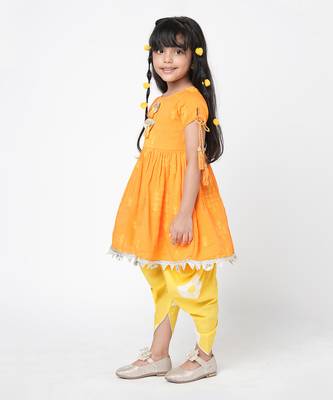 Khoochi poochi girls orange kurta with dhoti 2