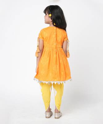 Khoochi poochi girls orange kurta with dhoti 3