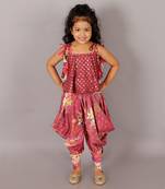 Fusion fair girls brick red crop top with dhoti