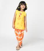 Khoochi poochi girls yellow kurta with dhoti