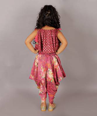 Fusion fair girls brick red crop top with dhoti 3