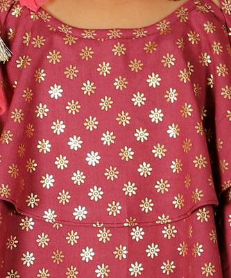 Fusion fair girls brick red crop top with dhoti 4