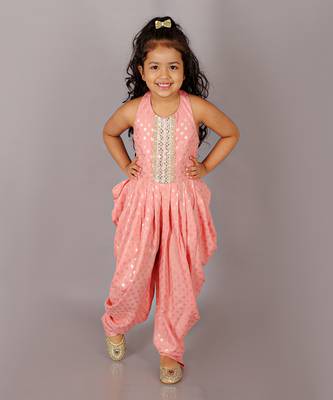 Fusion fair girls peach dhoti jumpsuit 1