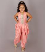 Fusion fair girls peach dhoti jumpsuit