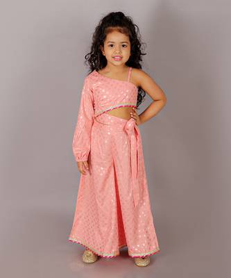 Fusion fair girls peach crop top with palazzo 1