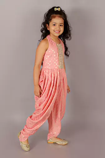 Fusion fair girls peach dhoti jumpsuit