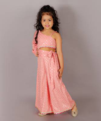 Fusion fair girls peach crop top with palazzo 2