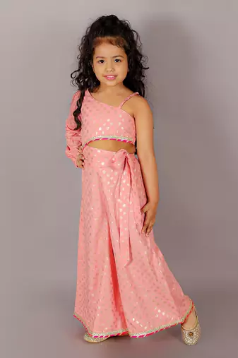 Fusion fair girls peach crop top with palazzo