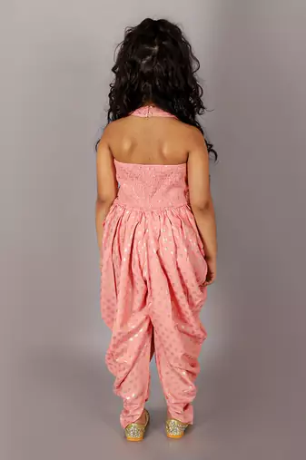 Fusion fair girls peach dhoti jumpsuit