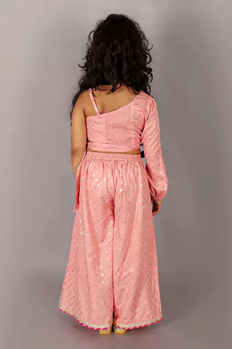 Fusion fair girls peach crop top with palazzo