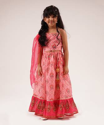 Raangoli girls pink lehanga with choli 1