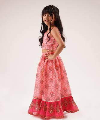 Raangoli girls pink lehanga with choli 2