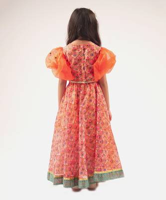 Raangoli girls orange lehanga with choli 3