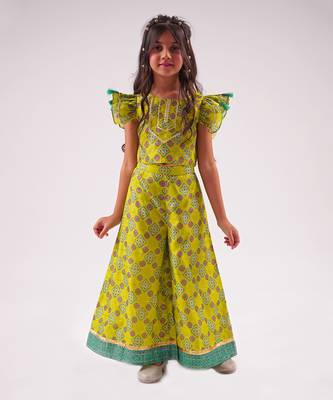Raangoli girls green co-ord set 1