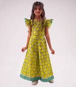 Raangoli girls green co-ord set