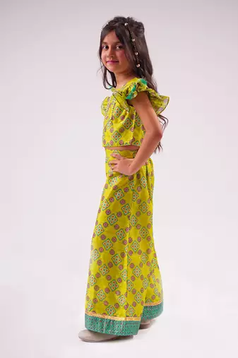 Raangoli girls green co-ord set