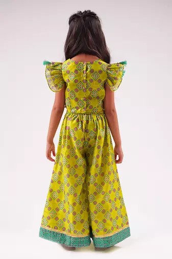 Raangoli girls green co-ord set