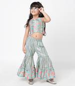 Golden weaves girls blue co-ord set
