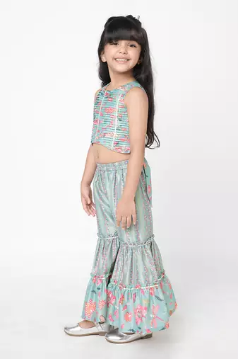 Golden weaves girls blue co-ord set
