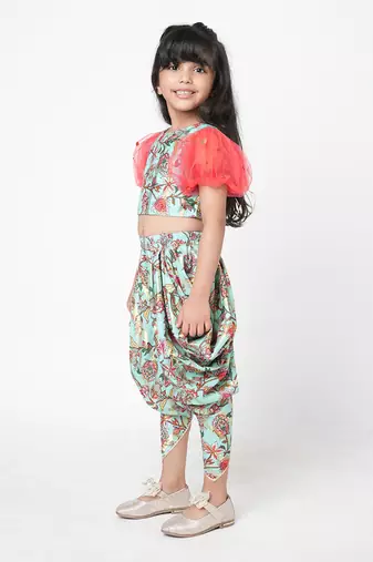 Golden weaves girls blue co-ord set