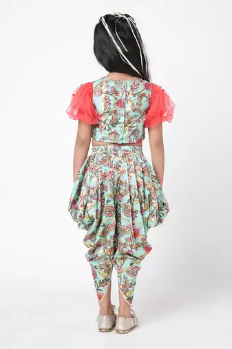 Golden weaves girls blue co-ord set