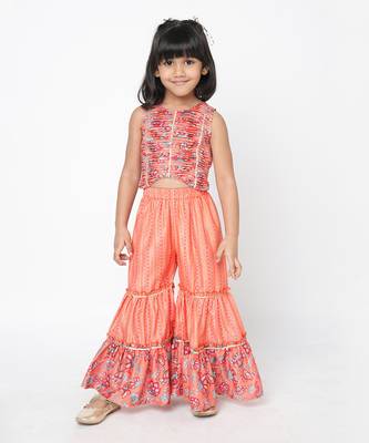 Golden weaves girls orange co-ord set 1