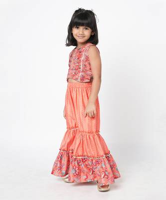 Golden weaves girls orange co-ord set 2