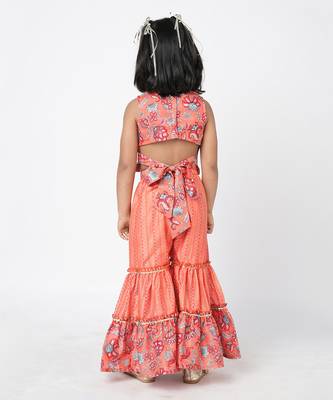 Golden weaves girls orange co-ord set 3