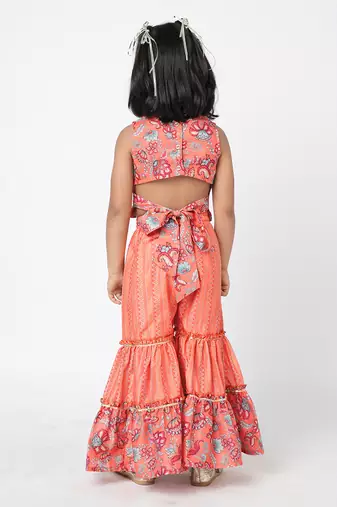 Golden weaves girls orange co-ord set
