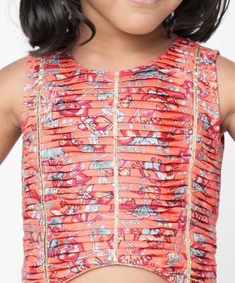 Golden weaves girls orange co-ord set 4