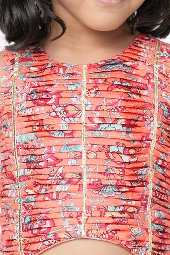Golden weaves girls orange co-ord set
